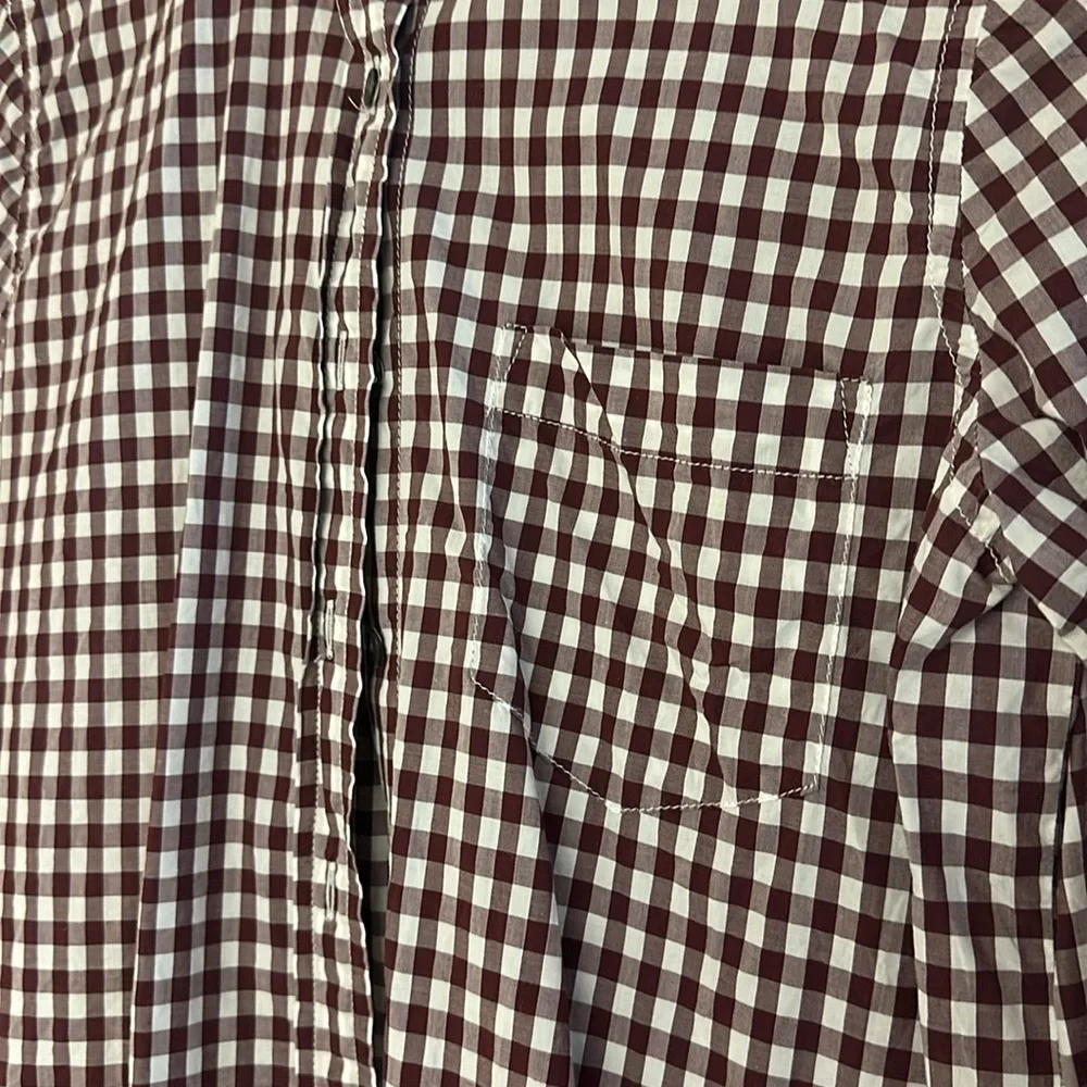 J.Crew Maroon & White Check Button-Down Shirt – Size 0